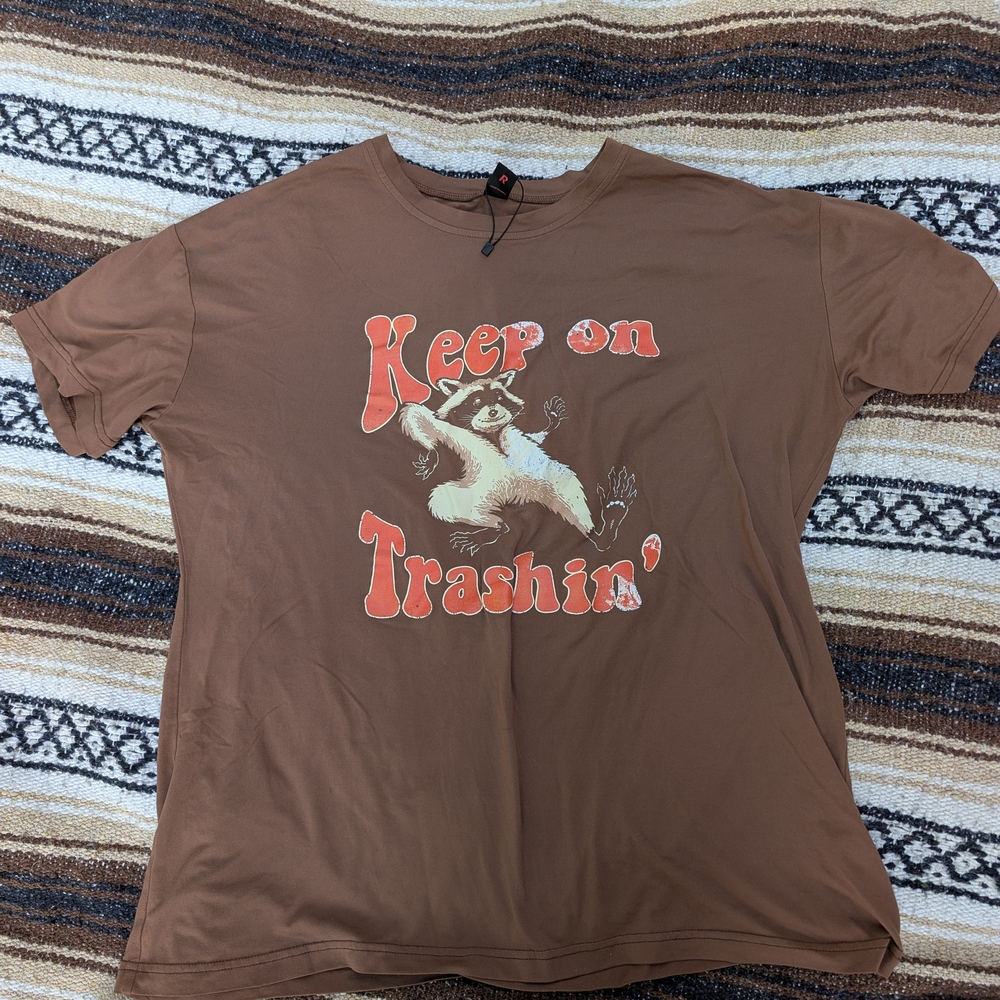 ROMWE Brown Tee with Graphic Design
